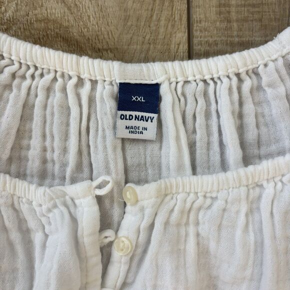 Old Navy Womens Top XXL Peasant Boho White Gauze 100% Cotton Beach Travel Resort - Picture 5 of 11